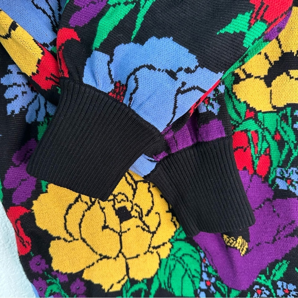 FARM RIO Black Bucolic Garden Mini Sweater Dress SZ XS - Picture 3 of 7